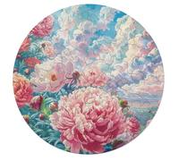 Scene Blooming Peonies 68 Piece Circular Puzzle Flower Plant Animal Shape Learning Through Play Educational Puzzle for Kids & Adults Idea Home Decor 68 PCS
