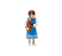 Scene Display Figurine, Hold a pet | 1 / 64 Scale Hand-Painted Resin Park Accent for Desktop Styling, Layout Photography Use Indoors