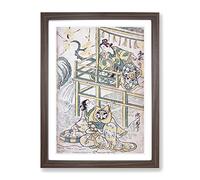 Scene From A Drama By Torii Kiyonobu Asian Japanese Framed Print | A2 Walnut Framed Wall Art | Ready to Hang | Asian Nature Picture | Living Room Bedroom Lounge Office