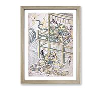 Scene From A Drama By Torii Kiyonobu Asian Japanese Framed Print | A3 Oak Framed Wall Art | Ready to Hang | Asian Nature Picture | Living Room Bedroom Lounge Office