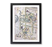 Scene From A Drama By Torii Kiyonobu Asian Japanese Framed Print | A4 Black Framed Wall Art | Ready to Hang | Asian Nature Picture | Living Room Bedroom Lounge Office