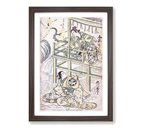 Scene from a Drama by Torii Kiyonobu Framed Print | A2 Walnut Framed Wall Art | Ready to Hang | Modern Nature Picture | Living Room Bedroom Lounge Office