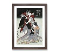 Scene From A Drama By Utagawa Toyokuni Asian Japanese Framed Print | A2 Walnut Framed Wall Art | Ready to Hang | Asian Nature Picture | Living Room Bedroom Lounge Office