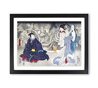 Scene From A Ghost Story By Utagawa Kuniyoshi Asian Japanese Framed Print | A4 Black Framed Wall Art | Ready to Hang | Asian Horror Picture | Living Room Bedroom Lounge Office