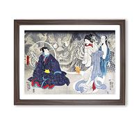 Scene From A Ghost Story By Utagawa Kuniyoshi Asian Japanese Framed Print | A4 Walnut Framed Wall Art | Ready to Hang | Asian Horror Picture | Living Room Bedroom Lounge Office