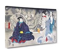 Scene From A Ghost Story By Utagawa Kuniyoshi Canvas Print | Gallery Wrapped 30mm Frame Wall Art | 24x16 inches | Ready to Hang | Asian Horror Picture | Living Room Bedroom Lounge Office