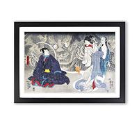 Scene from a Ghost Story by Utagawa Kuniyoshi Framed Print | A2 Black Framed Wall Art | Ready to Hang | Modern Horror Picture | Living Room Bedroom Lounge Office