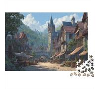 Scene of The Center of A Medieval Agricultural Town Puzzle 1000pcs (75x50cm) Erwachsene Puzzle,Home Decor