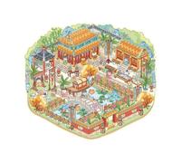 Scene Sticker Chinese Styles Landscape Cats Huts Hand Account Labels Journaling Supplies Decorative Chinese Landscape Child Scene