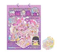 Scene with Stickers, Creative Funny Cartoon Theme Materials - 3D Mini Cartoon Scenario Sticker Book | for Children, Ideal for Scrapbooking, Diary, Art Projects, Home, School,