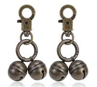 SCENEREAL 2 Pack Copper Bells for Dog Collars with Snap Clips, Extra Loud Pet Pendant Accessories Training Collars Charm for Track Your Pet, Save Birds Wildlife, Cat Cow Bear Jingle Bells