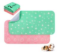 Scenereal 2 Pack Guinea Pig Cage Liner, Washable Small Animals Bedding, Waterproof Reusable Anti Slip Guinea Pig Pee Pad, Fast Absorbent Cage Liners Mat for Small Animal Rabbit Bunny Hamster, 35x68cm