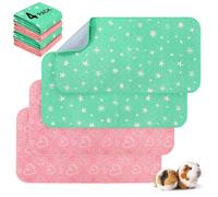 Scenereal 4 Pack Guinea Pig Cage Liner, Washable Small Animals Bedding, Waterproof Reusable Anti Slip Guinea Pig Pee Pad, Fast Absorbent Cage Liners Mat for Small Animal Rabbit Bunny Hamster, 35x68cm