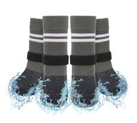 SCENEREAL Anti Slip Dog Boots & Paw Protectors for Hardwood Floor, Extended Dog Socks to Prevent Licking Paws, Waterproof Pet Snow Rain Shoe for Winter Small Puppy Senior Dogs, Grey S
