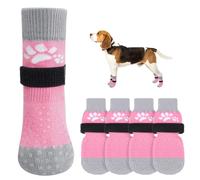 SCENEREAL Anti Slip Dog Sock to Prevent Licking Paws for Hardwood Floors, Boots & Paw Protector Shoes for Hot/Cold Pavement with Grippers, Double Sides Grips for Small Medium Large Senior Dogs, S