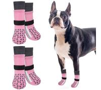 SCENEREAL Anti Slip Dog Socks for Hot Pavement to Prevent Licking Paws, Long Sporty Style Reflective Dog Grip Socks for Hardwood Floors, Dog Shoes Booties&Paw Protector for Medium Senior Dog, Pink M