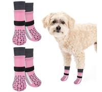 SCENEREAL Anti Slip Dog Socks for Hot Pavement to Prevent Licking Paws, Long Sporty Style Reflective Dog Grip Socks for Hardwood Floors, Dog Shoes Booties&Paw Protector for Small Senior Dog, Pink S