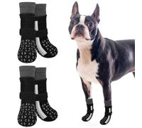 SCENEREAL Anti Slip Dog Socks for Hot Pavement to Prevent Licking Paws, Long Sporty Style Reflective Dog Grip Socks for Hardwood Floors, Dog Shoes Booties&Paw Protector for Medium Senior Dog, Black M
