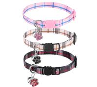SCENEREAL Breakaway Cat Collar with Bells, Soft Adjustable Kitten Collars for Cats Puppies Daily Wearing
