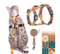 SCENEREAL Cat Harness and Leash Set Escape Proof with Airtag Holder, Adjustable Kitten Big Cats Vest Harness for Walking Outdoor Indoor, Spring Summer Holiday Strip for Cats Boys Girls