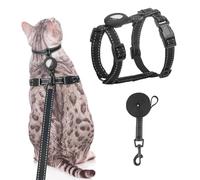 SCENEREAL Cat Harness and Leash Set Escape Proof with Airtag Holder, Reflective Pet Harnesses for Walking, Adjustable Kitty Vest Soft Harness Outdoor Indoor, Cute Travel Boys Girls Small Large Cats