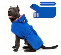 SCENEREAL Dog Bathrobe Fast Drying Towel Microfiber Dog Towel Robe with Hook and Loop Closure & Wrap Tie Snuggle, Super Absorbent Pet Cat Dog Bath Robe Drying Coat, Shark Hood 2XL