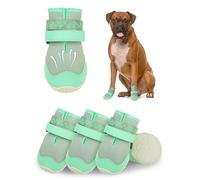 SCENEREAL Dog Shoes for Hot Pavement for Large Medium, Summer Mesh Breathable Dogs Booties & Paw Protectors for Hardwood Floors Indoor Outdoor Walking, Anti Slip Waterproof Sole, Green Size 8