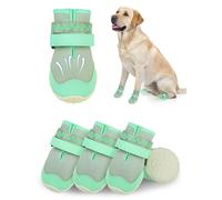 SCENEREAL Dog Shoes for Hot Pavement for Large Medium, Summer Mesh Breathable Dogs Booties & Paw Protectors for Hardwood Floors Indoor Outdoor Walking, Anti Slip Waterproof Sole, Green Size 5