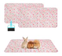 Scenereal Guinea Pig Cage Liner 2 Packs with Cleaning Brush - Fast Water Absorption Reusable Washable Pee Pads, Soft Comfortable Waterproof Mat for Small Animals Chinchillas Rabbits Hamster Bunny