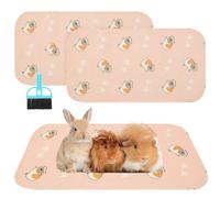 Scenereal Guinea Pig Cage Liner 2 Packs with Cleaning Brush - Fast Water Absorption Reusable Washable Pee Pads, Soft and Comfortable Mat for Small Animals Chinchillas Rabbits Hamster Bunny, 14x27in