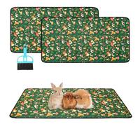 Scenereal Guinea Pig Cage Liner 2 Packs with Cleaning Brush - Fast Water Absorption Reusable Washable Pee Pads, Soft Comfortable Waterproof Mat for Small Animals Chinchillas Rabbits Hamster Bunny
