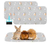 Scenereal Guinea Pig Cage Liner 2 Packs with Cleaning Brush - Fast Water Absorption Reusable Washable Pee Pads, Soft and Comfortable Mat for Small Animals Chinchillas Rabbits Hamster Bunny