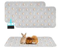 Scenereal Guinea Pig Cage Liner 2 Packs with Cleaning Brush - Fast Water Absorption Reusable Washable Pee Pads, Soft and Comfortable Mat for Small Animals Chinchillas Rabbits Hamster Bunny