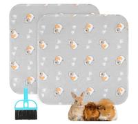Scenereal Guinea Pig Cage Liner 2 Packs with Cleaning Brush - Fast Water Absorption Reusable Washable Pee Pads, Soft and Comfortable Mat for Small Animals Chinchillas Rabbits Hamster Bunny
