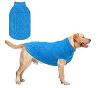 SCENEREAL Knitted Dog Sweater for Large Medium Small Dogs, Cat Dog Winter Coat Warm Sweatershirts Outfits, Classic Pet Clothes with Leash Hole, Soft Pet Knitwear Apparel for Girls Boys, Lake Blue XL