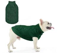 SCENEREAL Knitted Dog Sweater for Large Medium Small Dogs, Cat Dog Winter Coat Warm Sweatershirts Outfits, Classic Pet Clothes with Leash Hole, Soft Pet Knitwear Apparel for Girls Boys, Dark Green SM