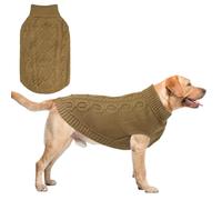 SCENEREAL Knitted Dog Sweater for Large Medium Small Dogs, Cat Dog Winter Coat Warm Sweatershirts Outfits, Classic Pet Clothes with Leash Hole, Soft Pet Knitwear Apparel for Girls Boys, Beige L