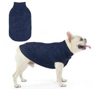 SCENEREAL Knitted Dog Sweater for Large Medium Small Dogs, Cat Dog Winter Coat Warm Sweatershirts Outfits, Classic Pet Clothes with Leash Hole, Soft Pet Knitwear Apparel for Girls Boys, Navy SM
