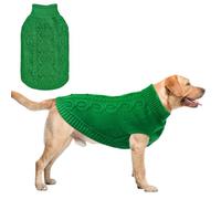 SCENEREAL Knitted Dog Sweater for Large Medium Small Dogs, Cat Dog Winter Coat Warm Sweatershirts Outfits, Classic Pet Clothes with Leash Hole, Soft Pet Knitwear Apparel for Girls Boys, Green L