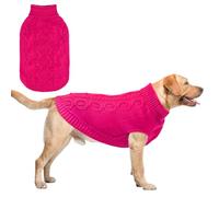SCENEREAL Knitted Dog Sweater for Large Medium Small Dogs, Cat Dog Winter Coat Warm Sweatershirts Outfits, Classic Pet Clothes with Leash Hole, Soft Pet Knitwear Apparel for Girls Boys, Rose Red XL