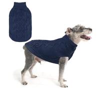SCENEREAL Knitted Dog Sweater for Large Medium Small Dogs, Cat Dog Winter Coat Warm Sweatershirts Outfits, Classic Pet Clothes with Leash Hole, Soft Pet Knitwear Apparel for Girls Boys, Navy S