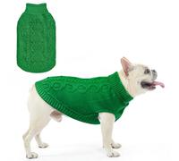 SCENEREAL Knitted Dog Sweater for Small Medium Large Dogs, Cat Dog Winter Coat Warm Sweartershirts Outfits, Classic Pet Clothes with Leash Hole, Soft Pet Knitwear Apparel for Girls Boys, Green SM