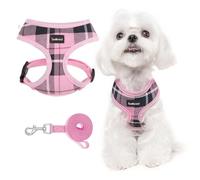 SCENEREAL Puppy Dog Harness with Leash Set for Small Medium Sized Dogs, Soft Mesh Step in Pet Harnesses and Leash, No Chock Plaid Adjustible No Pull Vest for Dogs Cats, Chihuahua,Bulldog