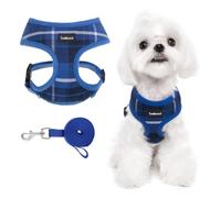 SCENEREAL Puppy Dog Harness with Leash Set for Small Medium Sized Dogs, Soft Mesh Step in Pet Harnesses and Leash, No Chock Plaid Adjustible No Pull Vest for Dogs Cats, Chihuahua,Bulldog
