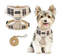 SCENEREAL Puppy Dog Harness with Leash Set for Small Medium Sized Dogs, Soft Mesh Step in Pet Harnesses and Leash, No Chock Plaid Adjustible No Pull Vest for Dogs Cats, Chihuahua,Bulldog