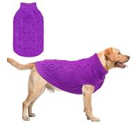 SCENEREAL XXXL Dog Sweater Boy Girl, Fall Winter Soft Warm Knitted Extra Large Dog Clothes Sweatershirt, Classic Turtleneck Pullover Outfits with Leash Hole, Pet Knitwear Apparel, Purple