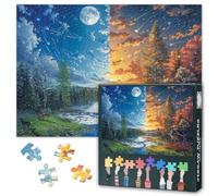 Sceneries 1000 Piece Puzzle for Adults, Fantasy Landscape with a River and a Deer in the Forest Jigsaw Puzzles 1000 Pieces, Imaginary Landscapes Impossible Puzzle, 19.5 x 27.5 Inch