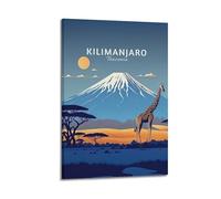 Scenery City Travel Tanzania Kilimanjaro Mountain Giraffe Decorative Painting Canvas Wall Posters And Modern Family Bedroom Decor 16x24inch(40x60cm)