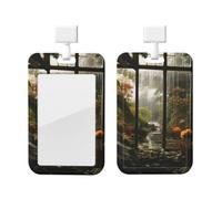 Scenery in The Window Id Badge Holder with Lanyard Waterproof Key Card Holder Case Vertical Id Card Protector with Clear Id Window Breakaway Name Tags for Women Men Work Office Doctor Nurse