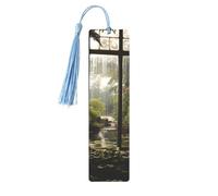 Scenery in The Window Metal Bookmarks with Tassels,Pendant Unique Handmade Bookmark Craft DIY Wooden Bookmarks Cute Hanging Tags Ornaments for Book Lovers Birthday Teachers Gift